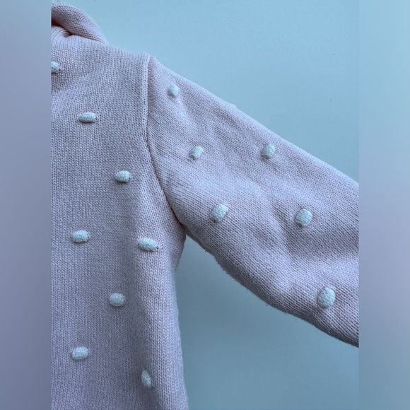 Baby Gap Pink Cream Knit Popcorn Bear Ear Hoodie Button Down Cardigan 18-24 M - Picture 6 of 13